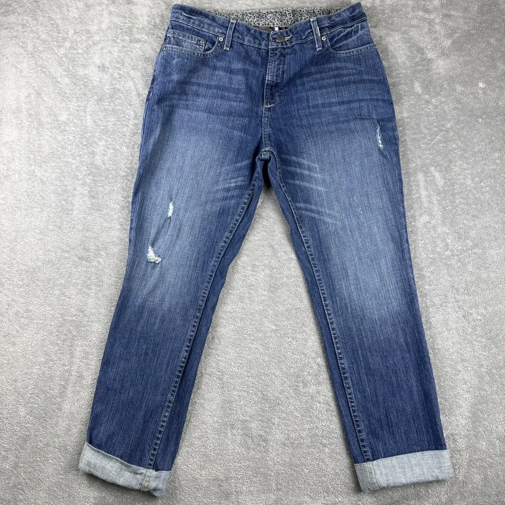 Harley Davidson Capri Jeans Womens 30 Blue Denim Cuffed Low Rise Subtle Distress